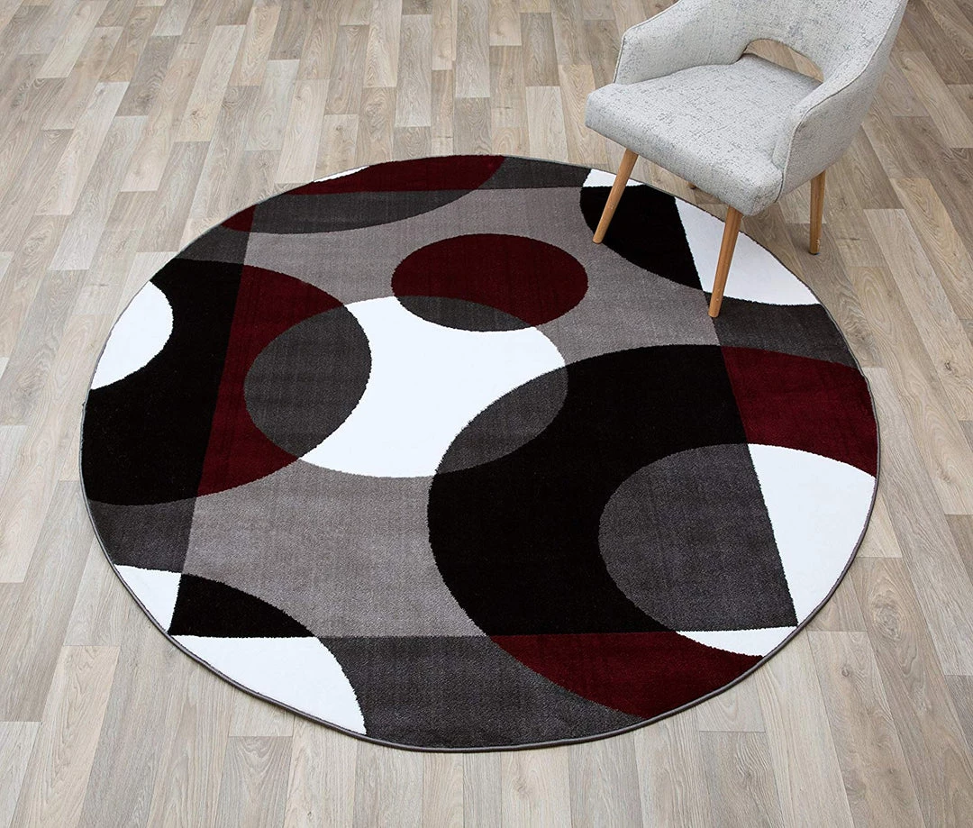 WRG All Area Rugs And Runners Circle Gray/Grey Burgundy Area Rug 9 WRG All Area Rugs And Runners Circle Gray/Grey Burgundy Area Rug