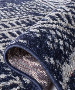 Safavieh All Area Rugs And Runners Adirondack Collection ADR202N Modern Boho Distressed Non-Shedding Stain Resistant Living Room Bedroom Area Rug Square, Navy / Light Grey