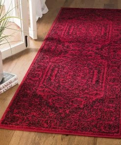 FAS All Area Rugs And Runners Oriental Vintage Distressed Medallion Red/Black Soft Area Rug