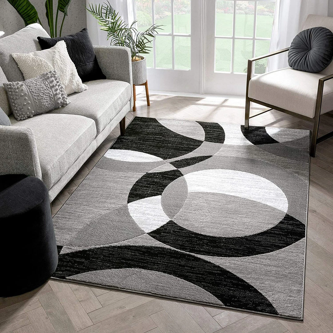 Well Woven Jackpot Grey Geometric Modern Casual Abstract Boxes Lines Circles Area Rug Plush Shed 1 Well Woven Jackpot Grey Geometric Modern Casual Abstract Boxes Lines Circles Area Rug Plush Shed