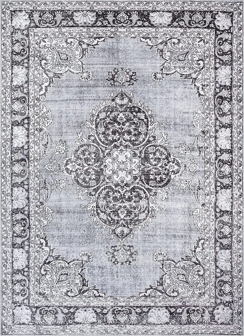 Well Woven Machine Washable Grey Vintage Oriental Medallion Flat Pile Area Rug All Area Rugs And Runners 2 Well Woven Machine Washable Grey Vintage Oriental Medallion Flat Pile Area Rug All Area Rugs And Runners