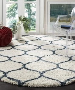 FAS Moroccan Pattern Ivory Slate Blue Plush Area Rug All Area Rugs And Runners