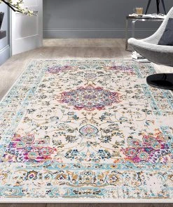 WRG All Area Rugs And Runners Traditional Persian Pattern Soft Ivory Pink Area Rug