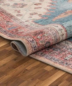 Well Woven All Area Rugs And Runners Towne Blue Machine Washable Vintage Style Classic Distresseed Tribal Medallion Area Rug