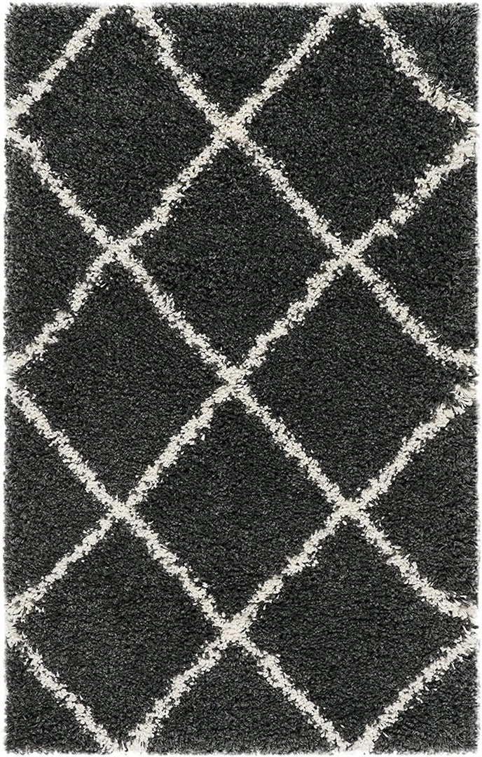 FAS All Area Rugs And Runners Diamond Trellis Dark Grey/Ivory Soft Plush Shag Area Rug 2-inch Thick 4 FAS All Area Rugs And Runners Diamond Trellis Dark Grey/Ivory Soft Plush Shag Area Rug 2-inch Thick