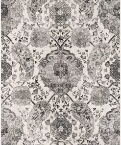 FAS Floral Cream/ Silver Soft Area Rugs