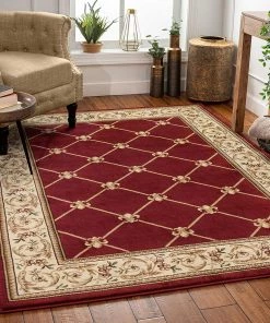 Well Woven Timeless Fleur De Lis Red Formal Area Rug