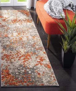 FAS Abstract Grey Orange Soft Area Rug All Area Rugs And Runners