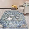 WRG Traditional Distressed Blue Gray Area Rug