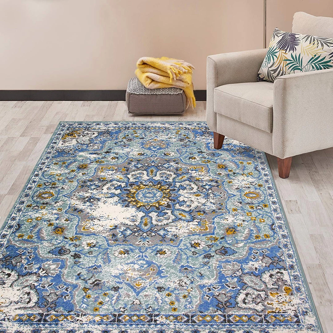 WRG Traditional Distressed Blue Gray Area Rug 1 WRG Traditional Distressed Blue Gray Area Rug