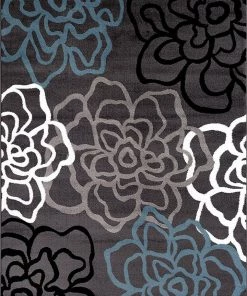 WRG Floral Gray Blue Area Rug