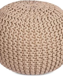BIRDROCK HOME Round Pouf Foot Stool Ottoman - Knit Bean Bag Floor Chair - Cotton Braided Cord - Great For The Living Room, Bedroom And Kids Room - Small Furniture 20 BIRDROCK HOME Round Pouf Foot Stool Ottoman - Knit Bean Bag Floor Chair - Cotton Braided Cord - Great For The Living Room, Bedroom And Kids Room - Small Furniture
