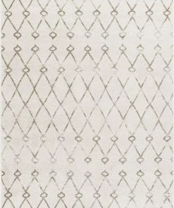 WW Trellis Ivory Distressed Lattice Area Rugs