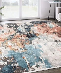 Abani Grey & Copper Abstract Soft Area Rug