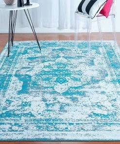 UL Vintage Distressed Turquoise Blue Area Rugs All Area Rugs And Runners