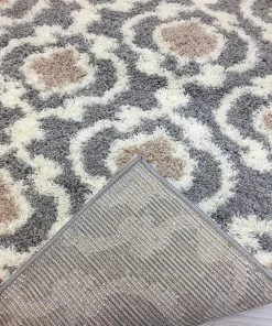 WRG Trellis Gray/Grey Cream Shag Area Rug