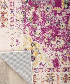 WRG All Area Rugs And Runners Vintage Medallion Floral Ivory Pink Soft Area Rug