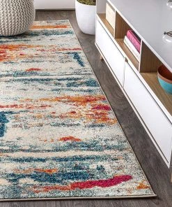 Jonathan All Area Rugs And Runners Contemporary Modern Abstract Brushstroke Cream/Blue Rug 20 Jonathan All Area Rugs And Runners Contemporary Modern Abstract Brushstroke Cream/Blue Rug