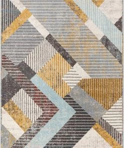 Well Woven Jacey Grey Modern Geometric Boxes & Shapes Pattern Area Rug