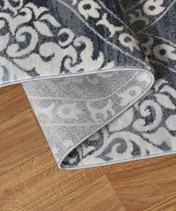 WRG Floral Damask Gray/Grey Area Rug