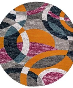WRG Orange Fuchsia Multi-Color Soft Circles Area Rug All Area Rugs And Runners