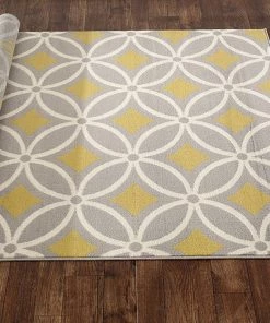 WRG Trellis Chain Gray/Grey Yellow Area Rugs All Area Rugs And Runners