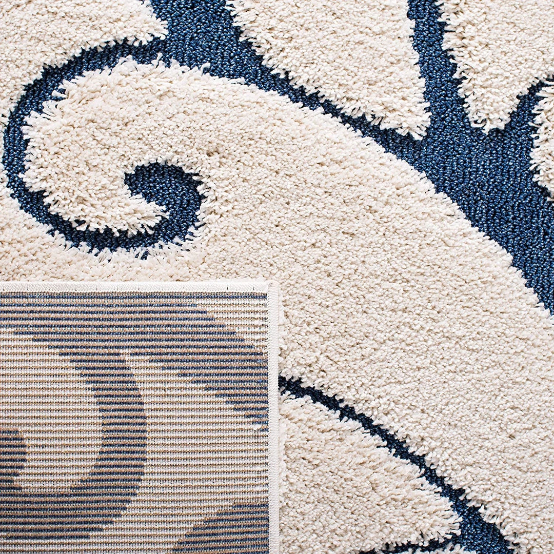 FAS All Area Rugs And Runners Premium Swirl Thick Plush Cream/Blue Area Shag Rug 6 FAS All Area Rugs And Runners Premium Swirl Thick Plush Cream/Blue Area Shag Rug