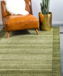 FAS Contemporary Bordered Soft Light Green Area Rug