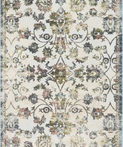 Unique Loom Atlas Blue Distressed Floral Oriental Pattern Area Rug All Area Rugs And Runners