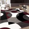 WRG All Area Rugs And Runners Circle Gray/Grey Burgundy Area Rug