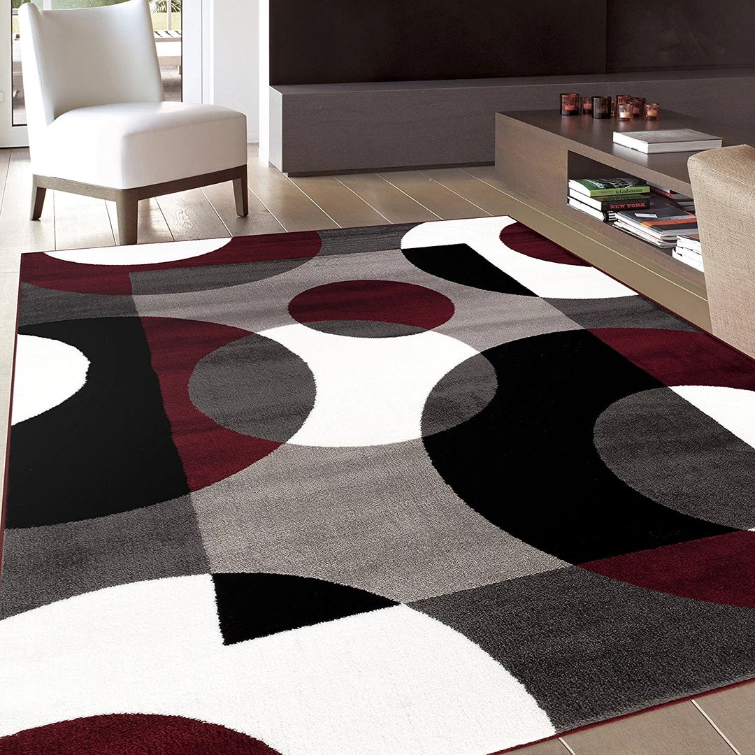 WRG All Area Rugs And Runners Circle Gray/Grey Burgundy Area Rug 1 WRG All Area Rugs And Runners Circle Gray/Grey Burgundy Area Rug