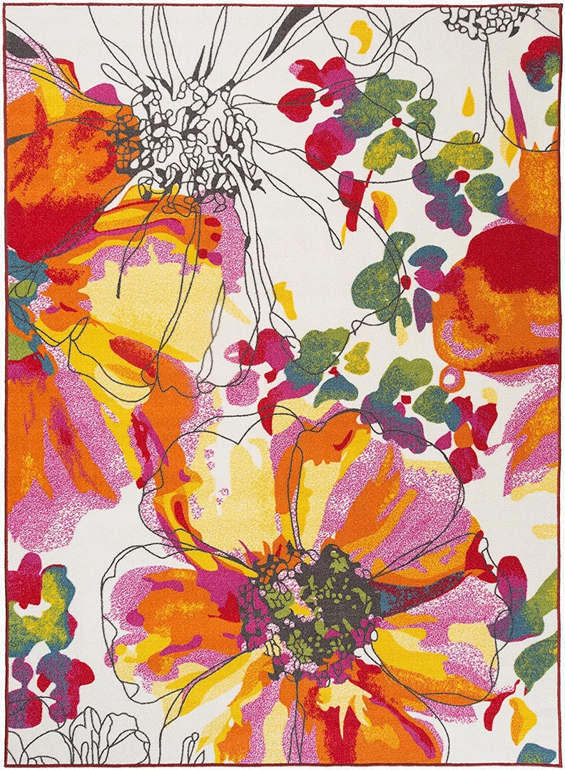 WRG All Area Rugs And Runners Vibrant Floral Area Rug Non-Slip/ No Skid 1 WRG All Area Rugs And Runners Vibrant Floral Area Rug Non-Slip/ No Skid
