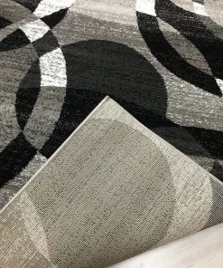 WRG Gray Black White Circles Area Rug