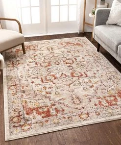 Stella All Area Rugs And Runners Oriental Medallion Vintage Red Ivory Soft Area Rug