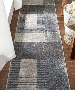 Well Woven Loket Grey Modern Geometric Boxes & Stripes Pattern Area Rug All Area Rugs And Runners