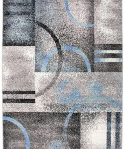 WRG Abstract Gray Blue Ivory Circles Area Rug All Area Rugs And Runners