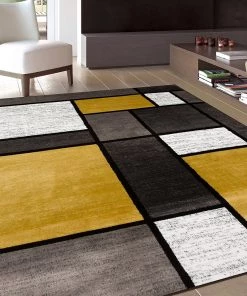 WRG Modern Yellow Gray White Area Rug All Area Rugs And Runners