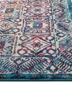 WW All Area Rugs And Runners Blue Fuchsia Pink Vintage Floral Area Rugs