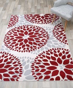 WRG Floral Gray/Grey Red Area Rug All Area Rugs And Runners