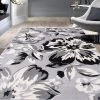 WRG All Area Rugs And Runners Gray/Grey Black White Floral Area Rugs