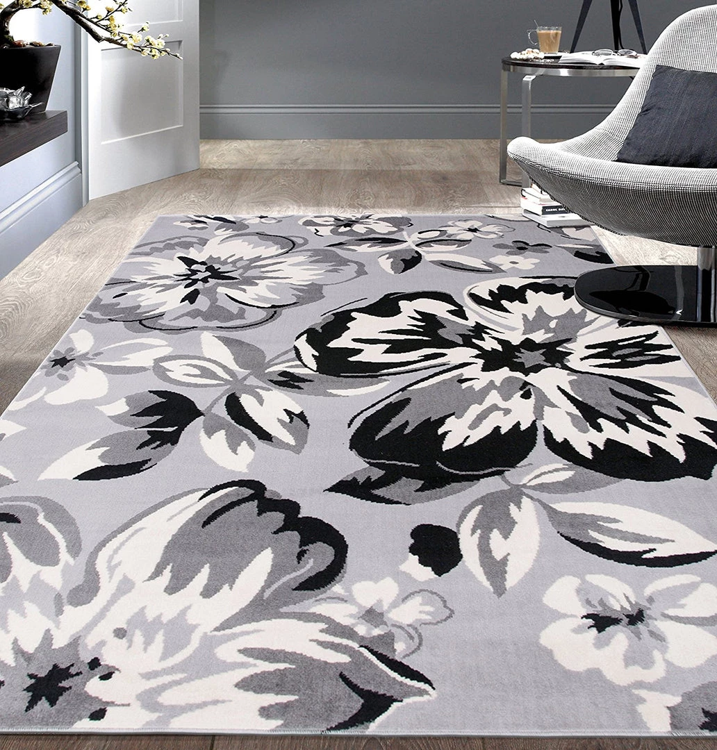 WRG All Area Rugs And Runners Gray/Grey Black White Floral Area Rugs 1 WRG All Area Rugs And Runners Gray/Grey Black White Floral Area Rugs