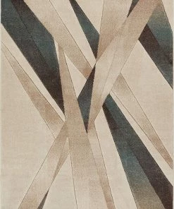 WW Modern Geometric Soft Blue Beige Comfy Hand Carved Area Rugs