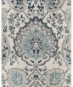 FAS Floral Cream/ Light Grey/Gray Area Rugs