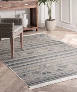 Modern Rugs And Decor Roseline Vintage Tribal Area Rug, Blue