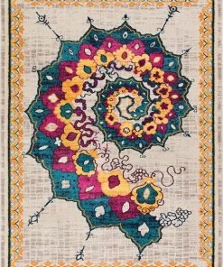 Alba Modern Distressed Area Rug Bohemian By Home Way Transitional Eclectic Multi Color Area Rug