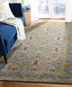 Safavieh Heritage Collection Handmade Traditional Oriental Premium Wool Area Rug Sage / Blue All Area Rugs And Runners