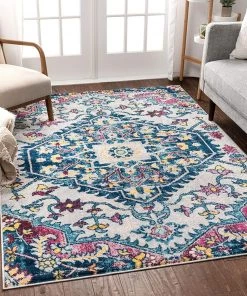 Unique Loom Adeline Bohemian Vintage Medallion Blue Multicolor Area Rug All Area Rugs And Runners
