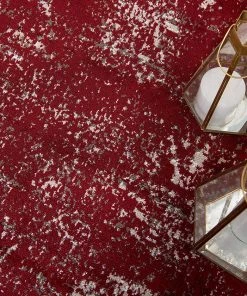 UL Vintage Distressed Bordered Burgundy Area Rugs