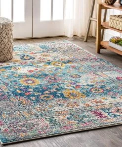 JONATHAN Bohemian FLAIR Boho Vintage Faded Navy/Cream Soft Area Rug, All Area Rugs And Runners