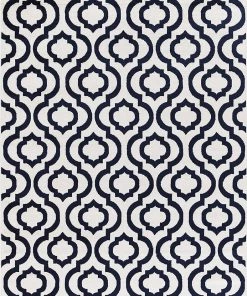 DD All Area Rugs And Runners Trellis Design Ivory/Navy Area Rugs